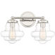 Vintage 2 Light 16.5 inch Polished Nickel Bathroom Vanity Light Wall Light
